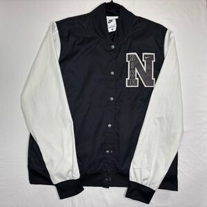 Nike Black White Jacket Womens Extra Large Varsity Bomber Letterman XL